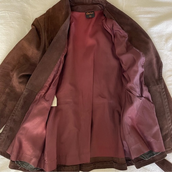 Vintage Suede Belted Jacket Size XS Brown 70s 80s Retro Western Boho - Picture 6 of 9